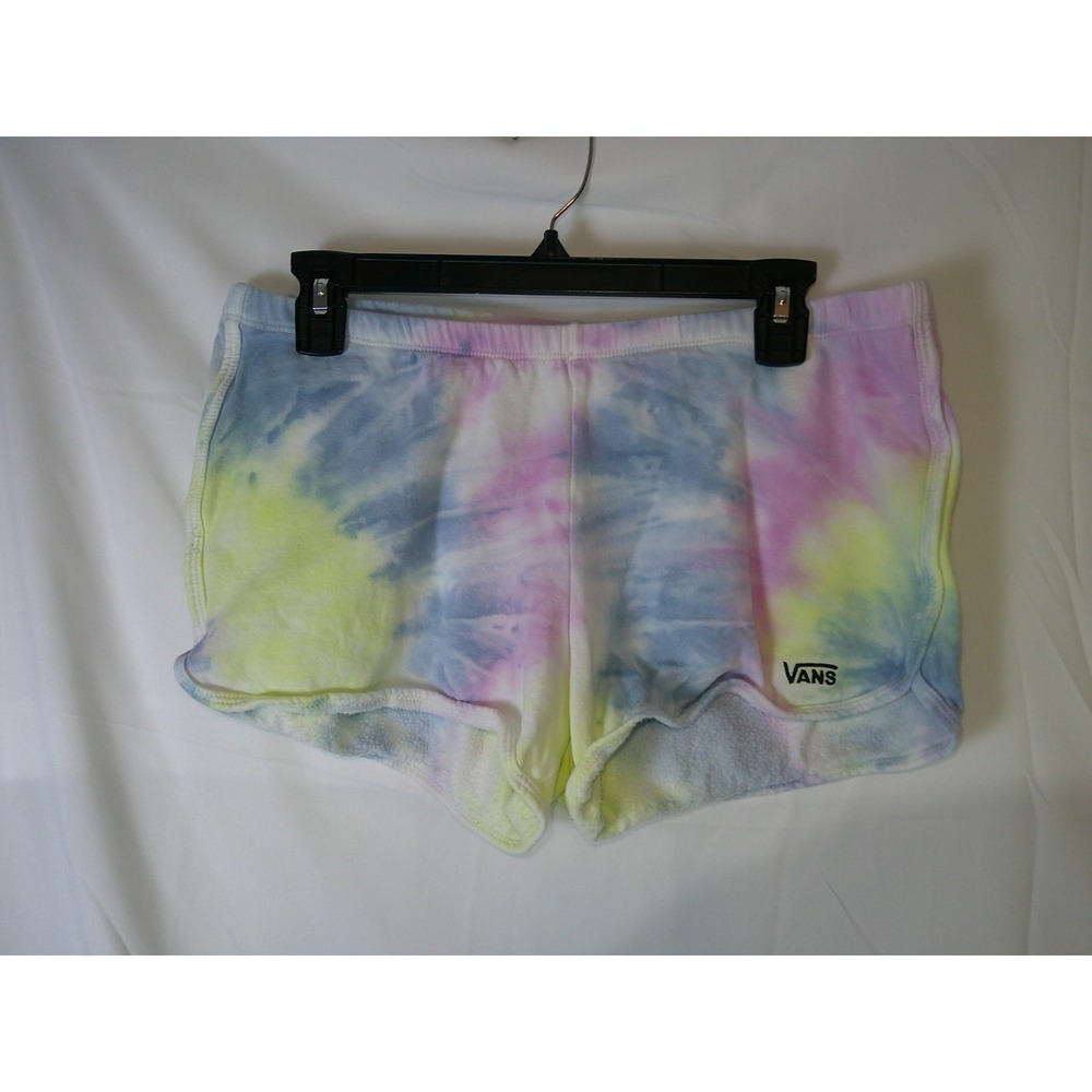 Vans Tie Dye Dolphin Shorts Women's Size Medium Rainbow Pastel Sweat Shorts